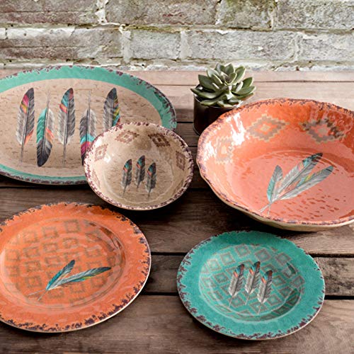 Tossed Feather 14 Piece Melamine Plastic Dinnerware Set (14 Piece / Tossed Feather)