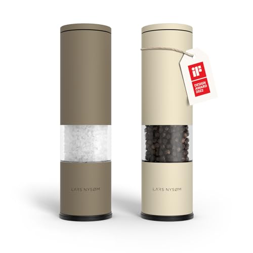 Salt and Pepper Grinder Set Manual (Taupe Brown/Almond Beige / Set of two manual grinders)