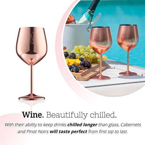 Stainless Steel Wine Glass (Set of 4 / Rose Gold)