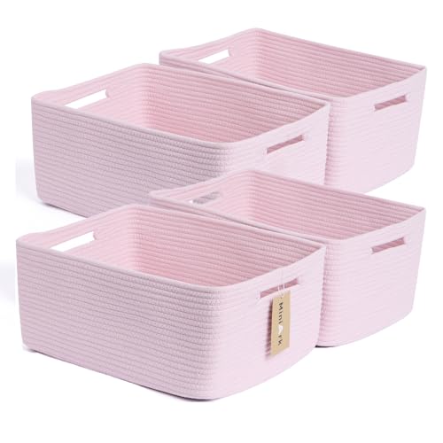 Large Storage Baskets for Organizing (4pcs-L17×W13×H7.5" / Light Pink)