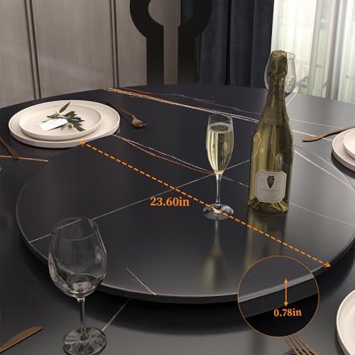23.6" Lazy Susan for Table Top Sintered Stone Rotating Serving Tray for Dining Table (Black / 60CM)