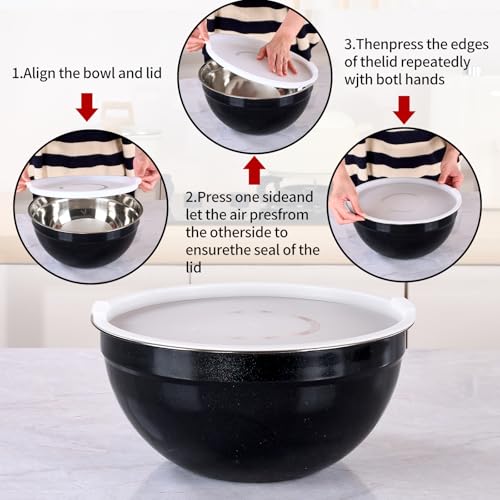 Black Mixing Bowls with Lids Set of 7 (Black / 7 Sizes)