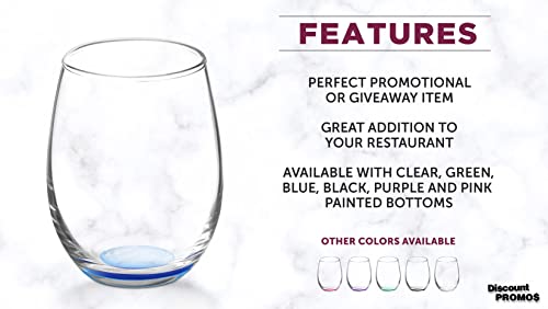 Stemless Wine Glasses by ARC 5.5 oz. Set of 12 (Blank - Blue / 12 Glasses)