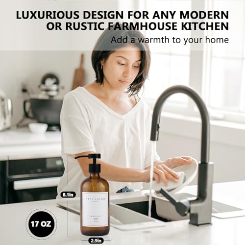Amber Glass Soap Dispenser (Amber Bottle/Black Pump + Tray)