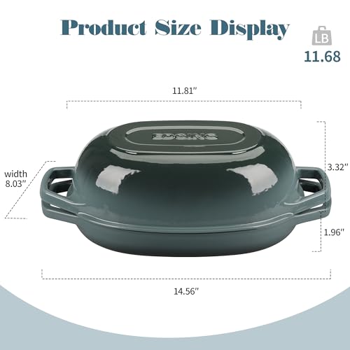 Enameled Cast Iron Oval Dutch Oven Pot with Lid (Slateblue / 5 Quart)