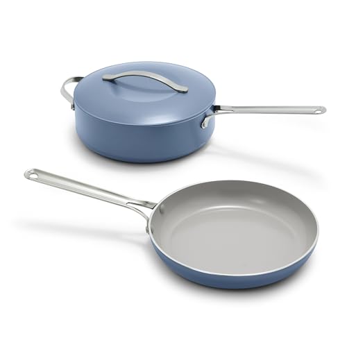 Nova 10” Frying Pan and 4.37QT Sauté Pan with Lid (3 Piece Cookware Set / Ocean Blue)