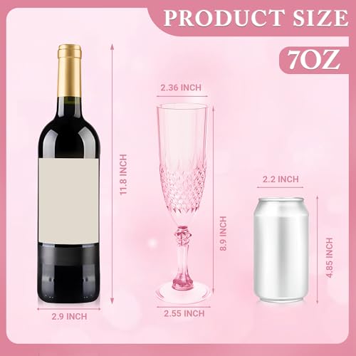 12 Pack Plastic Champagne Flutes (Pink)