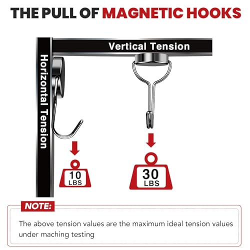 Magnetic Hooks for Cruise Cabins 30Lbs+ Heavy Duty Magnet Hook (Black / 0.79in×2.0in-1)