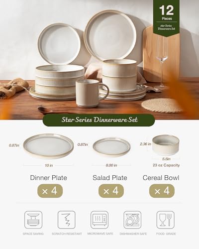 Star Stoneware Dinnerware Set (Cappuccino White)