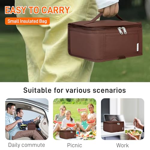 NOL Small Lunch Bag Mini Lunch Box Insulated Lunch Bag for Men (Coffee / Medium(5 Liters))