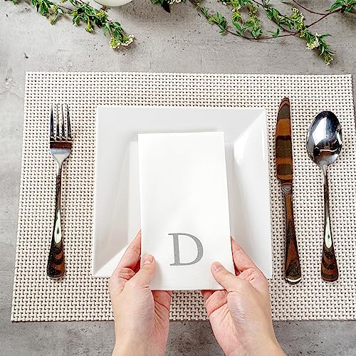 Silver Letter D Monogram Linen (Silver / 2000 Count / D)