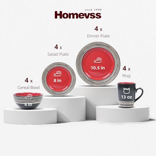 HomeVss 16 Piece Dinnerware Set (Strawberry / Service for 4 - 16pc Set)