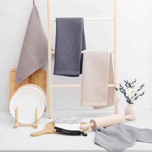 100% Cotton Waffle Weave Kitchen Dish Towels 12 (Dark Grey / 13 X 28 - 12 Pack)