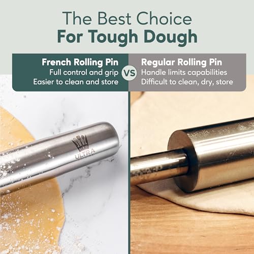 French Rolling Pin for Baking (Stainless Steel Classic)