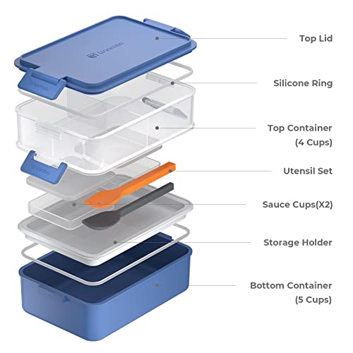 Stackable 2 Tier Adult Bento Box (Classic Blue)