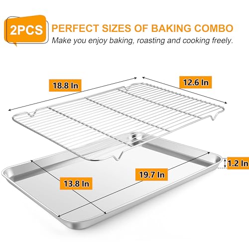 20x14 Inches XL Stainless Steel Baking Sheet with Wire Cooling Rack (20x14x1.2)