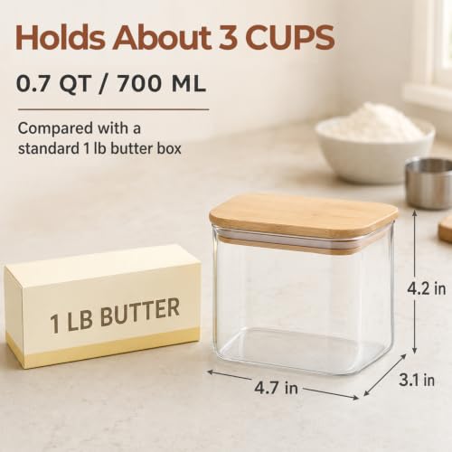 Small Glass Containers with Lids 0.7 Qt (0.7 qt x 6)