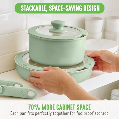 10 Piece Nonstick Pots & Pans Set (Sage Green)