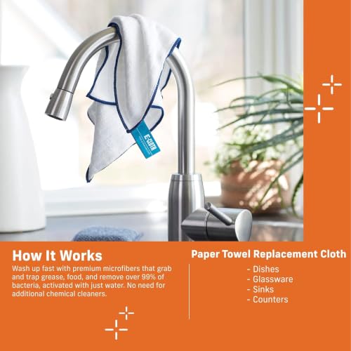 Reusable Paper Towels Replacement Cloths (New Version / Blue - 4 Pack)