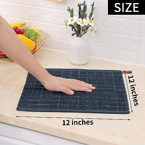 100% Cotton Terry Kitchen Dish Cloths (Dark Grey / 12 X 12 - 8 Pack)