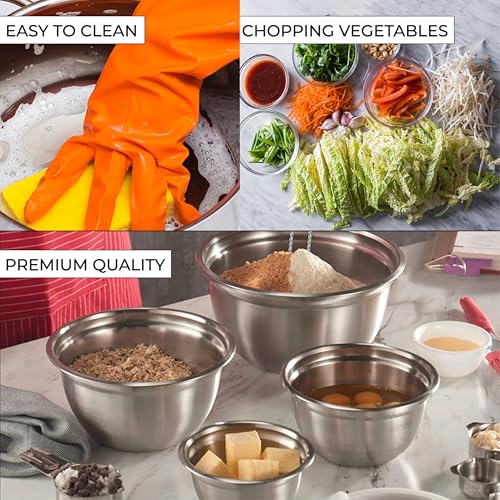 Premium Brushed Stainless Steel Mixing Bowls Sets (9 pc (0.25 qt, 1 qt, 1.5 qt, 3 qt, 5 qt))