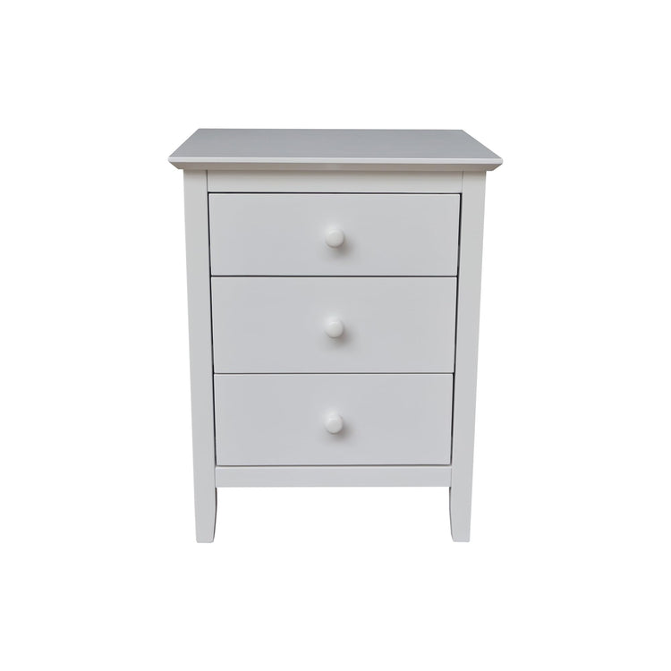 International Concepts Solid Wood Bedroom Nightstand with 3 Drawers in White (White)