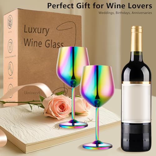 Unbreakable Stainless Steel Wine Glasses Set of 2 (Mirror Colorful / Set of 2)