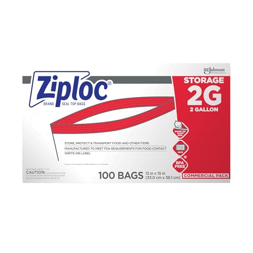 Ziploc Brand Food Storage 2 Gallon Bags (8 Quarts)