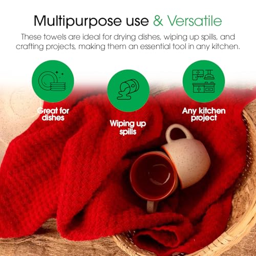 Terry Dish Towels (Set of 8 (15x25 Inches) / Red)