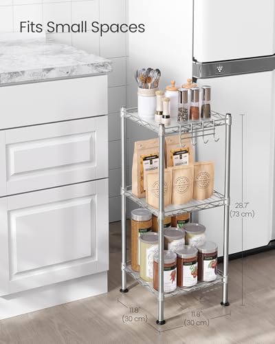 3 Tier Bathroom Shelf (Silver + Translucent / 3 Tiers (11.8"W))