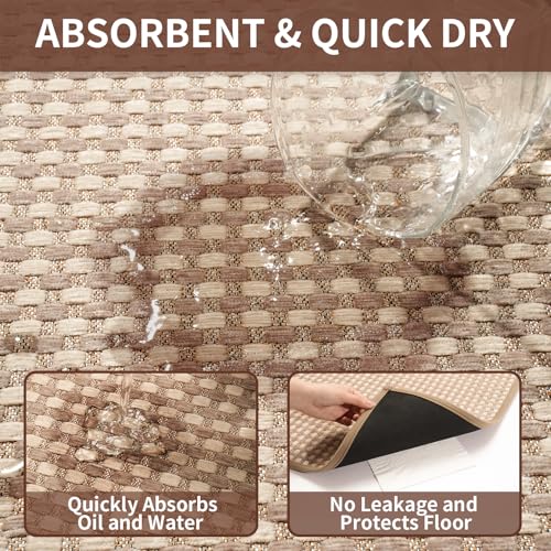 Kitchen Rugs Kitchen Mats for Floor Non Slip Washable Brown 17"x30" (Brown / 17"x30")
