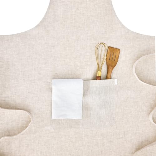 100% Pure Linen Apron Natural Woven (Light Natural / 38 X 36 Inch)