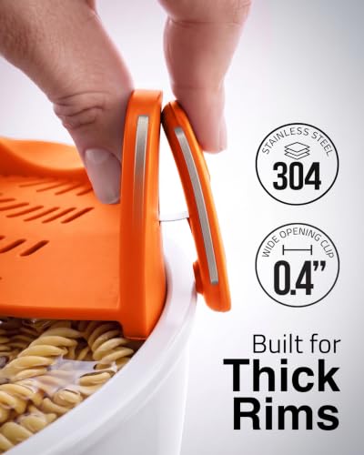 Snap N Strain Clip On Strainer for Pots and Pans (Orange)