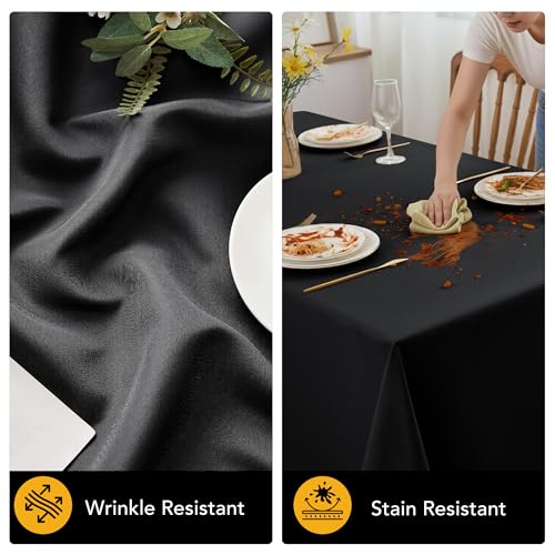 10 Pack Black Tablecloths for Rectangle Tables (Black / 60x84 In, 10 Pack)