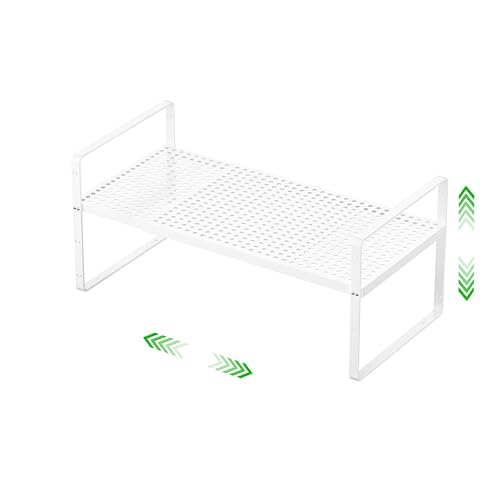 Expandable Storage Shelf (White 1 Pack / Large - 10.2"W x (16.5"-27.1")L x 9.8"H)