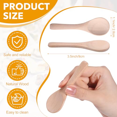 100 Pcs Small Wooden Spoons (Light Wood)