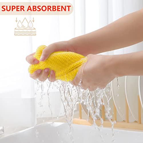 100% Cotton Waffle Weave Kitchen Dish Cloths 6 (Yellow / 12 X 12 - 6 Pack)