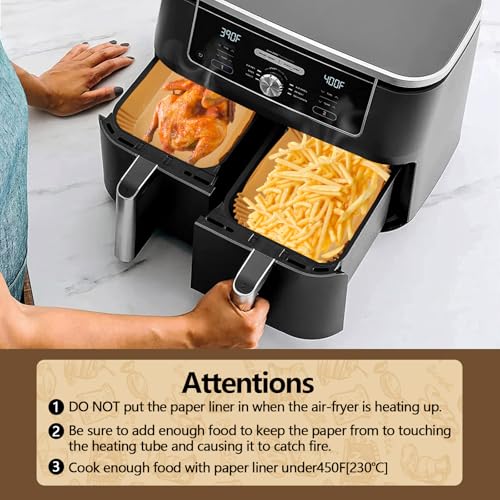 Air Fryer Paper Liners Disposable For Ninja (8.6x5.5 Inch Rectangle)