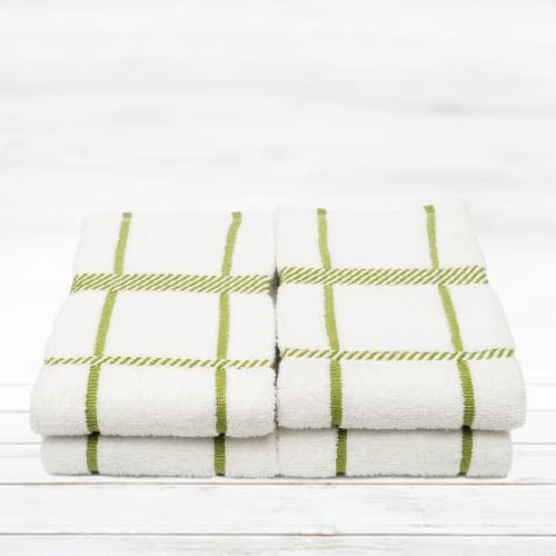 100% Cotton Terry Dish Towels (Dish Towel - 4 pack(Checks) / Green)