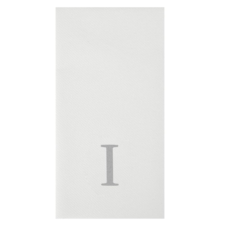 Monogram Letter I Airlaid Guest Towels (Silver / 2000 Count / I)