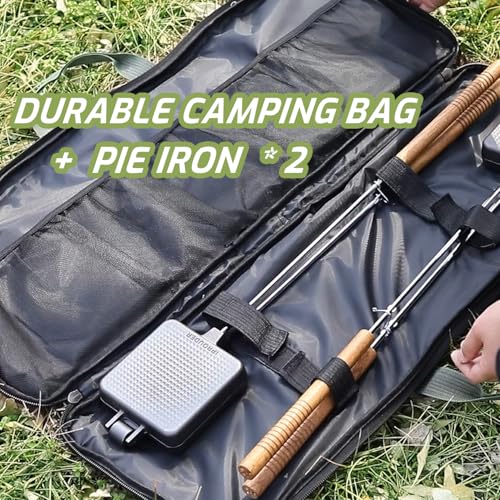 Campfire Pie Iron 4.9" Large Cast Iron Sandwich Maker for Camping 2 Pcs with Storage Bag (Classic Handle 2 Pcs)