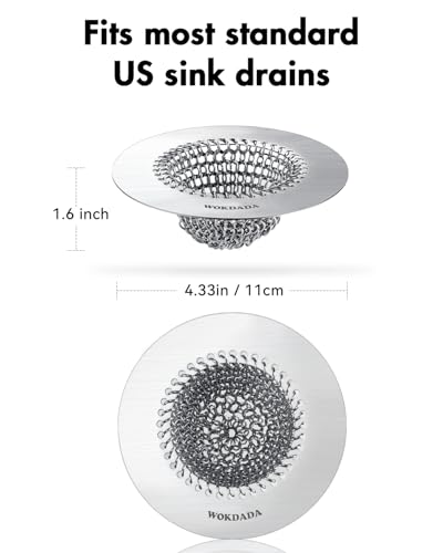 Reversible Kitchen Sink Drain Strainer (Bright Silver)