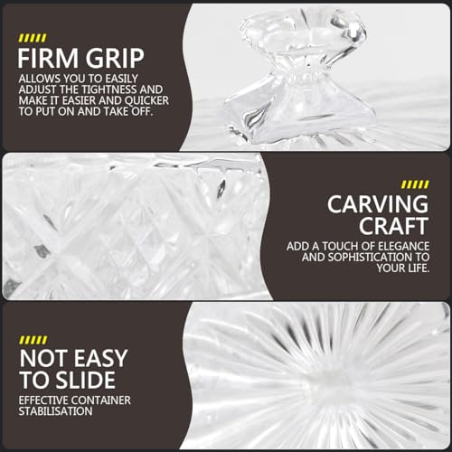 Glass Butter Dish with Lid Handle Butter Keeper Dessert Tray Cake Plate Crystal Covered Butter Dish for Home Kichen Candy (Size 3)