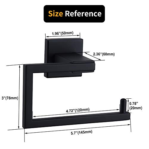 Matte Black Toilet Paper Holder SUS 304 Stainless Steel Wall Mounted Toilet Tissue Roll Holder for Bathroom (Black)