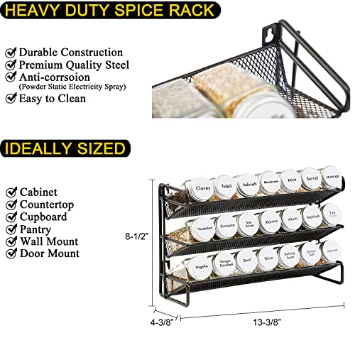 Spice Rack Organizer with 21 Spice Jars (13.4"W × 9"H / White)