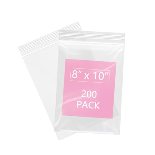 200 Pcs 8" x 10" Plastic Zip Poly Bags (8" x 10")