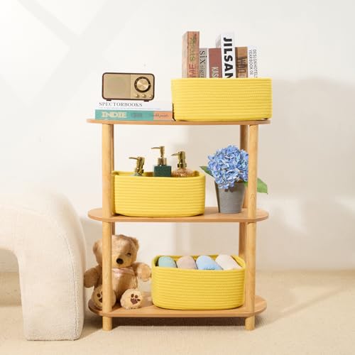 Small Storage Baskets for Organizing (3pcs-L13xW8.5xH5.1" / Yellow)