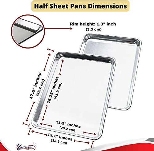 Half Sheet Baking Pan Aluminum Nonstick Oven Safe Set of 2 (13.1" x 17.9" Half Sheet Pans - 2 PCS)