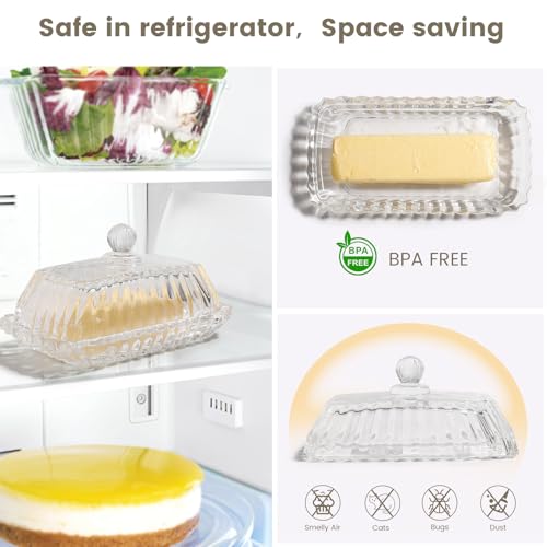 Clear Glass Butter Dish with Lid (Clear-1 / Amber/Clear)