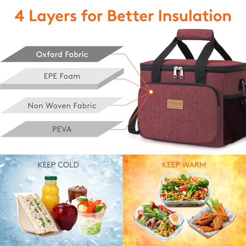 Insulated Lunch Box for Men (Burgundy / Medium(9L))